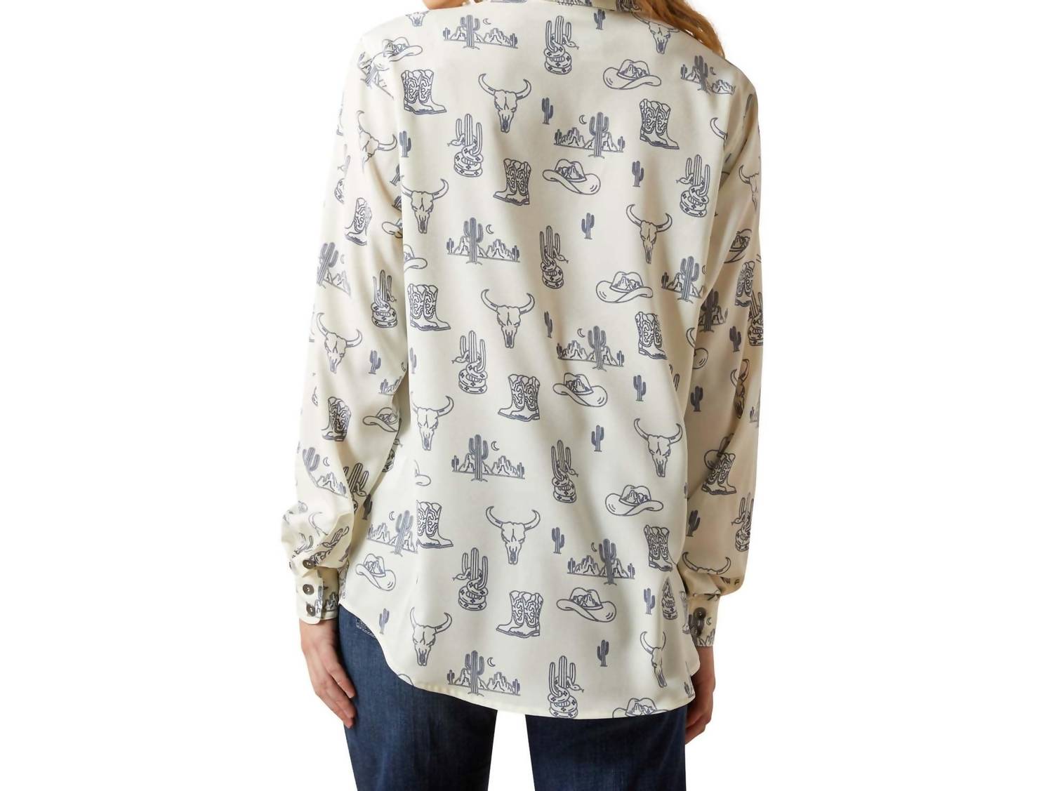 ARIAT Homestyle Deserted Print Button Shirt in white - women's shirt - detail view