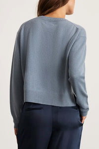 TANYA TAYLOR Lexia Cashmere Sweater in steel blue 1 - women's sweater - alternate view