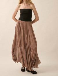 Promesa - Colorblock Strapless Textured Chiffon Maxi Dress
