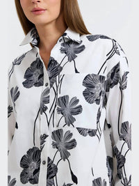 Foxcroft Marina Poppy Long Sleeve Shirt in light black poppy - women's long sleeve top - alternate view