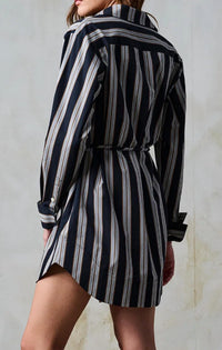 Hevron Abby Dress in black stripe - women's dress - detail view