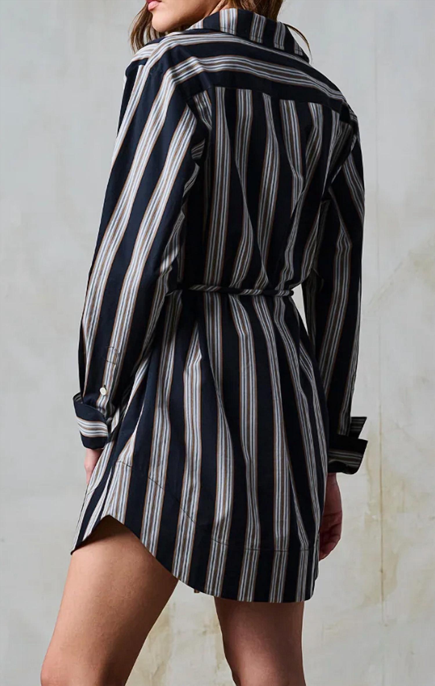 Hevron Abby Dress in black stripe - women's dress - detail view