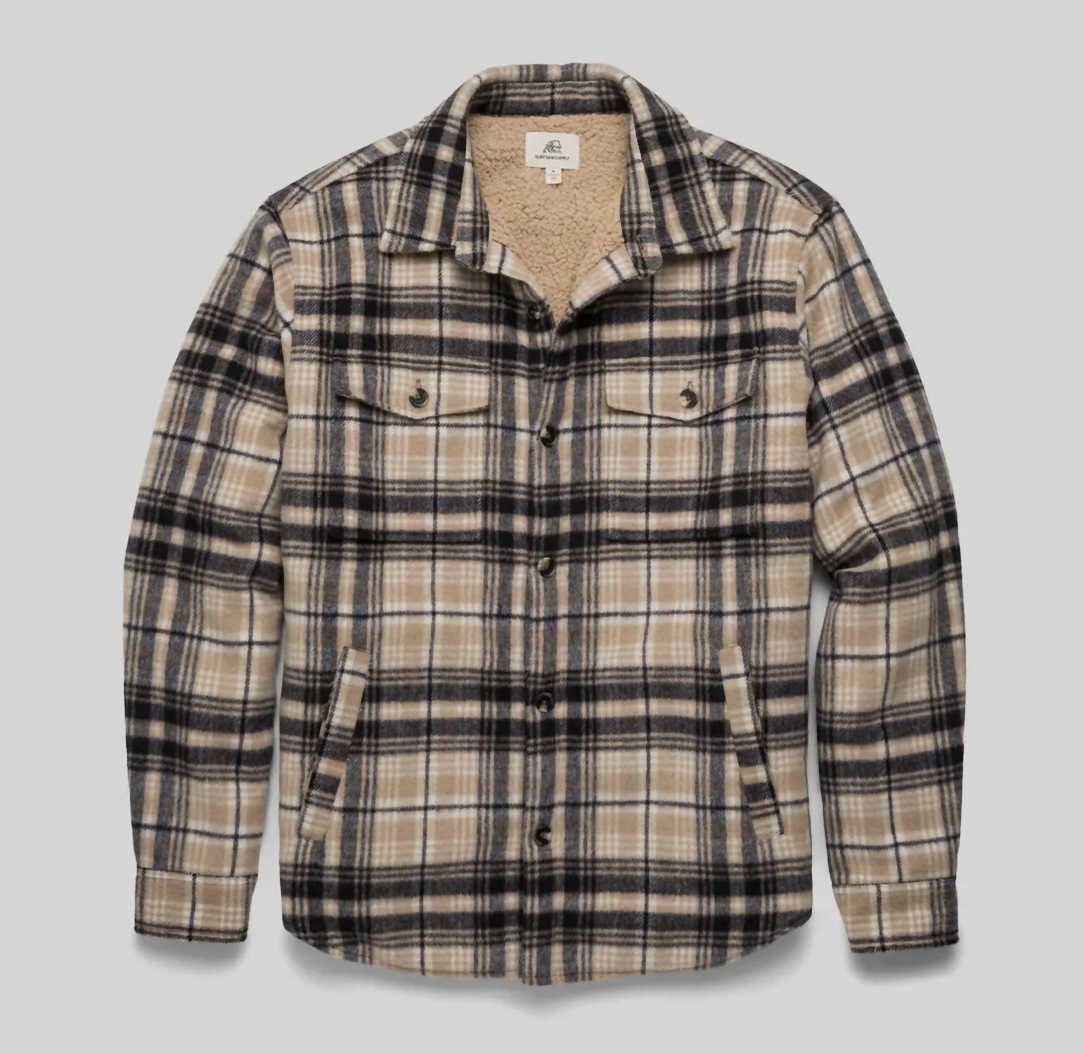 Surfside Supply Men's Skip Sherpa Line Shirt Jacket in chinchilla - men's jacket