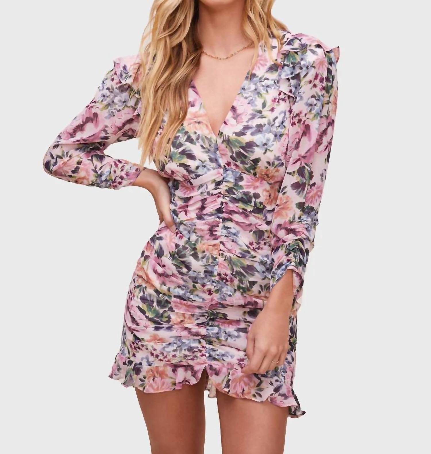 ASTR Kimbra Dress in pink multi floral - women's dress