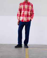Original Madras Trading Company Twin Flap Pocket Button Down Collar Shirt in red - men's shirt