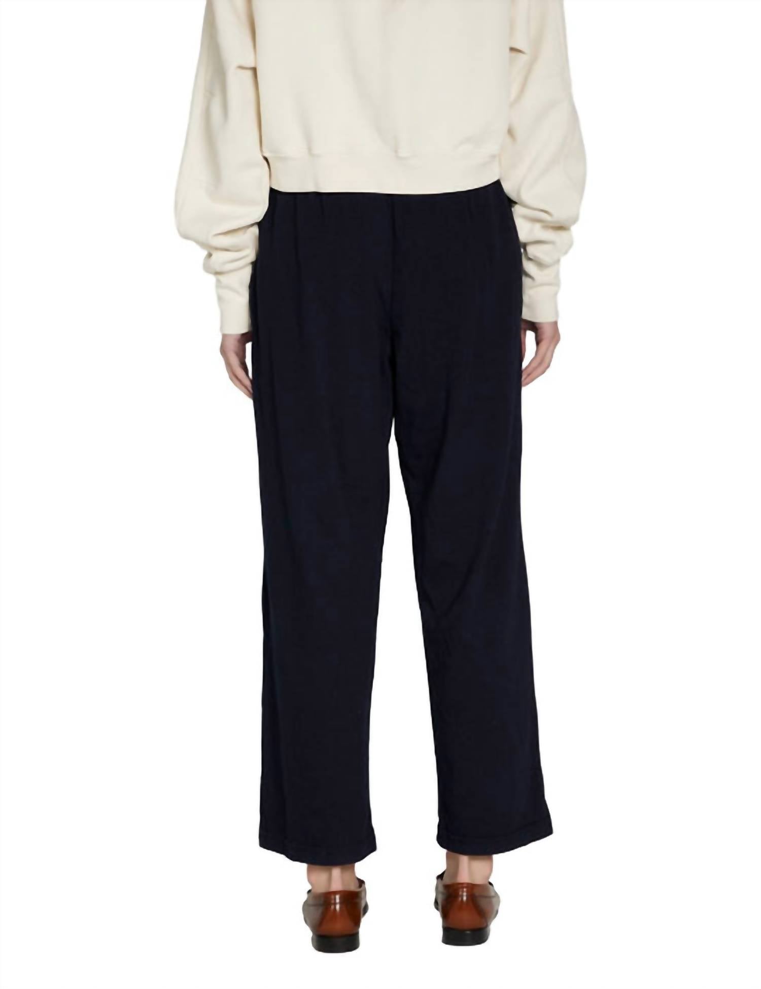 LES TIEN Penny Pleated Pant in navy - women's pants - alternate view