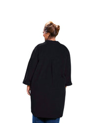 On The Plus Side - Crinkle Cotton Long Sleeve Collar Button Up Tunic - Plus