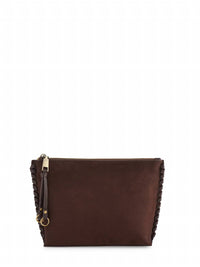 Shiraleah Piper Zip Pouch in chocolate suede - women's bag