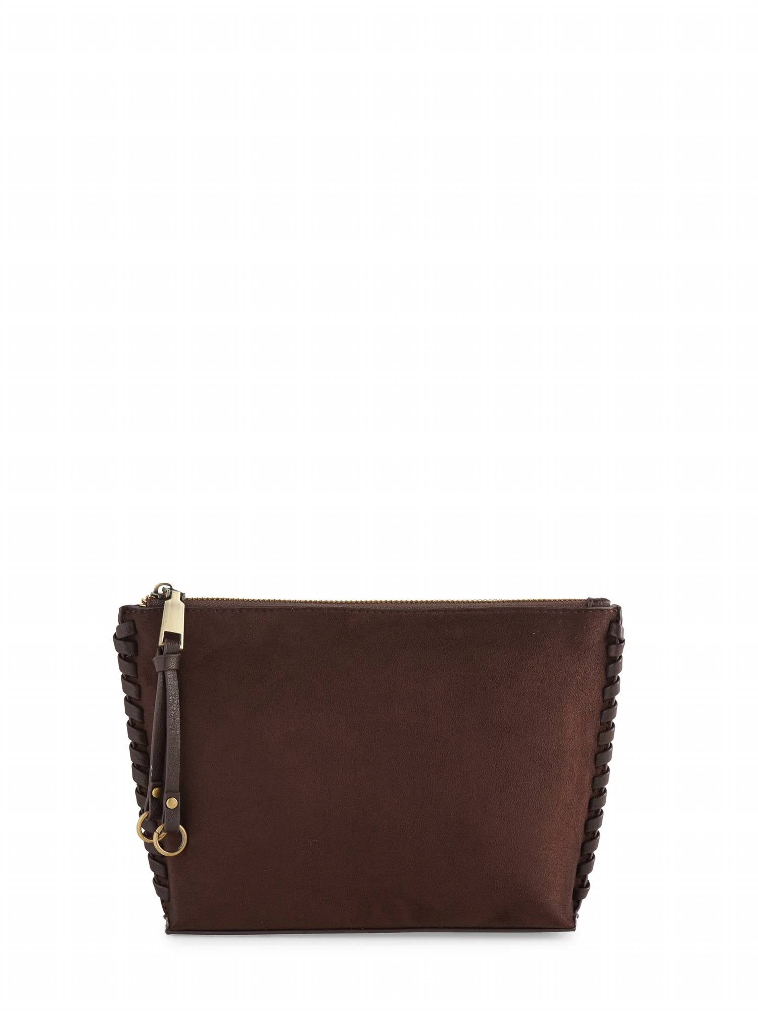 Shiraleah Piper Zip Pouch in chocolate suede - women's bag