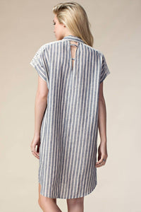 Kori - Embellished Boyfriend Shirt Mini Dress