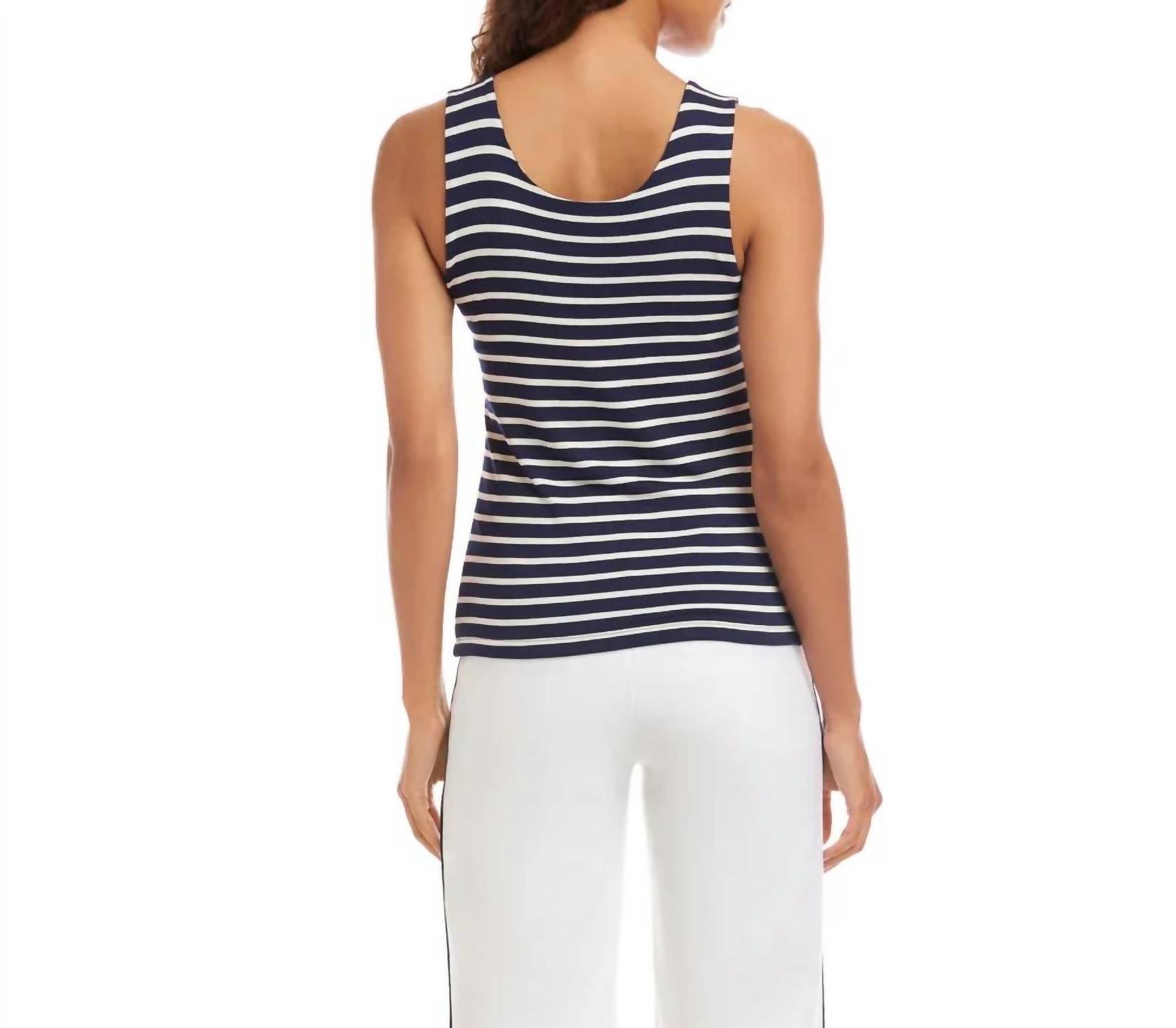 Karen Kane - Stripe Scoop Neck Double Layer Tank