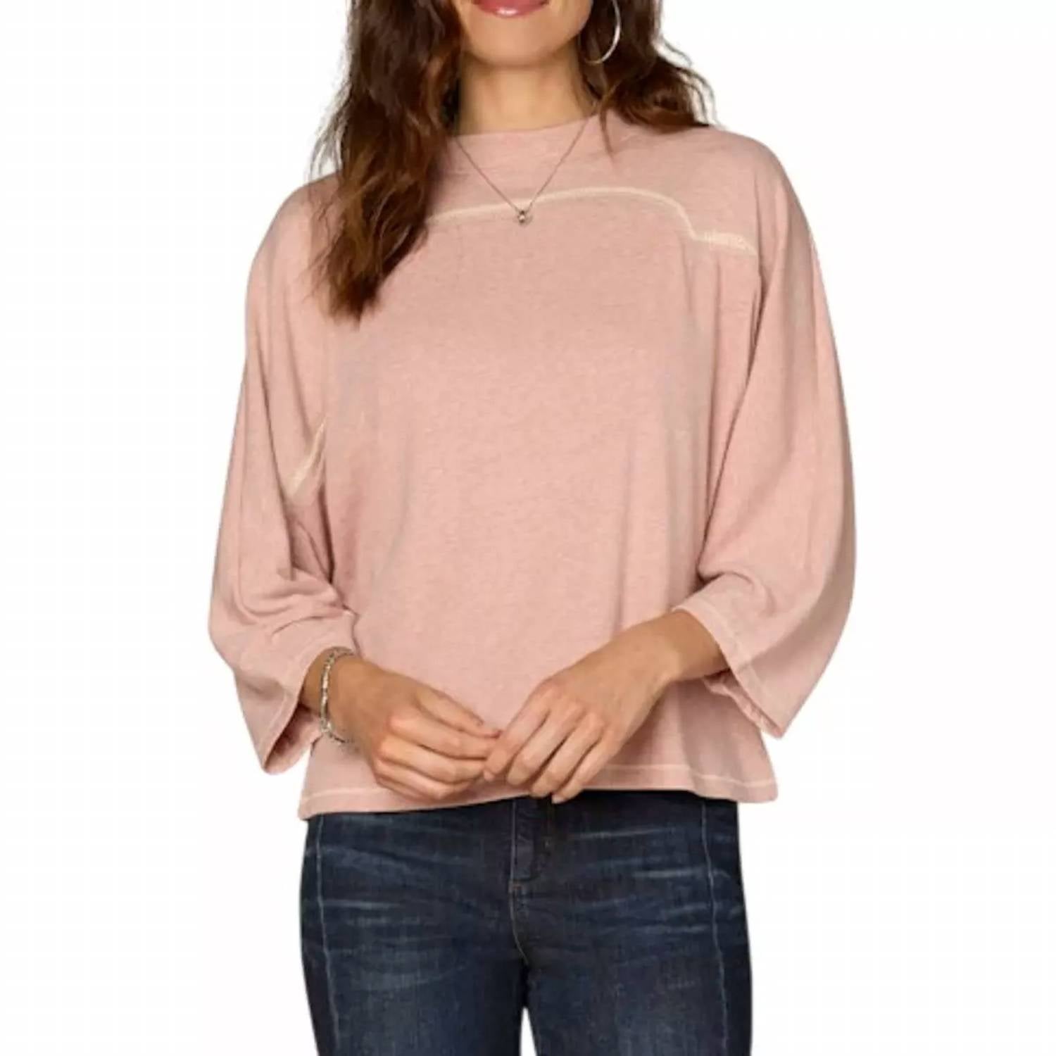 Democracy - Petite 3/4 Sleeve Crewneck Knit Top