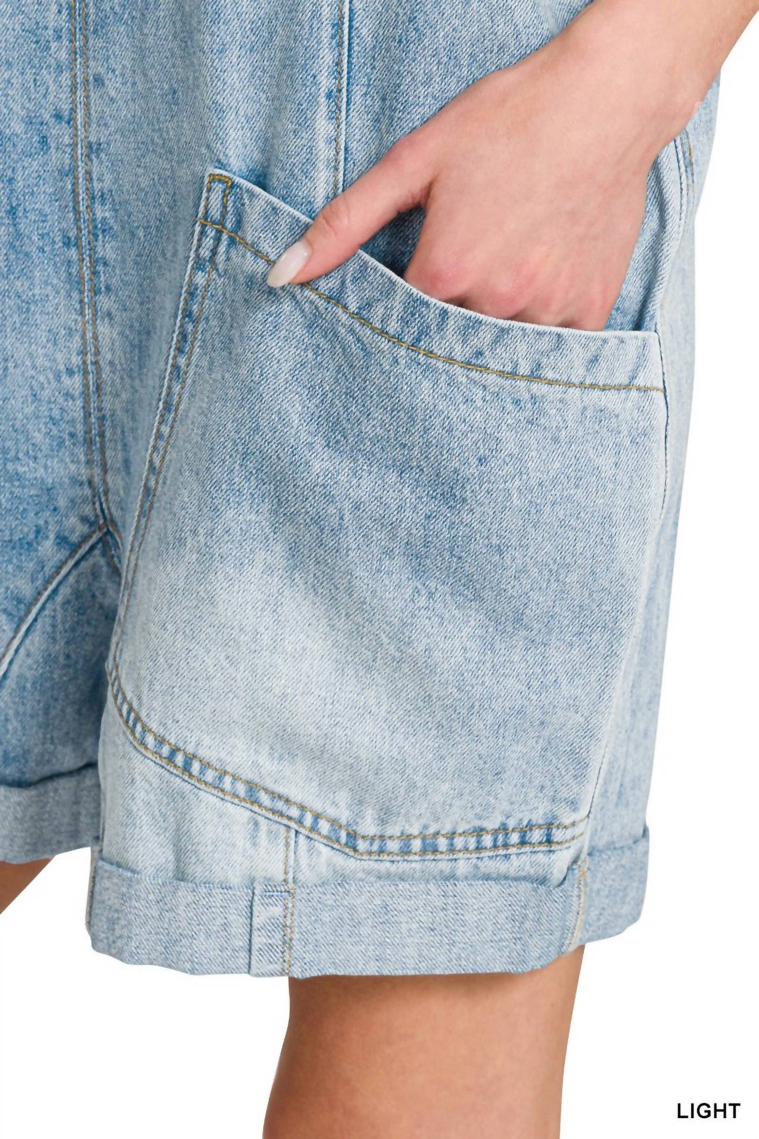 Zenana - Denim Short Overalls