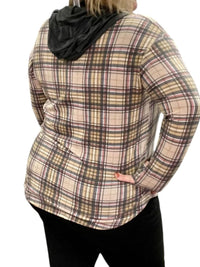 Honeyme - Plaid Hoodie Shirt