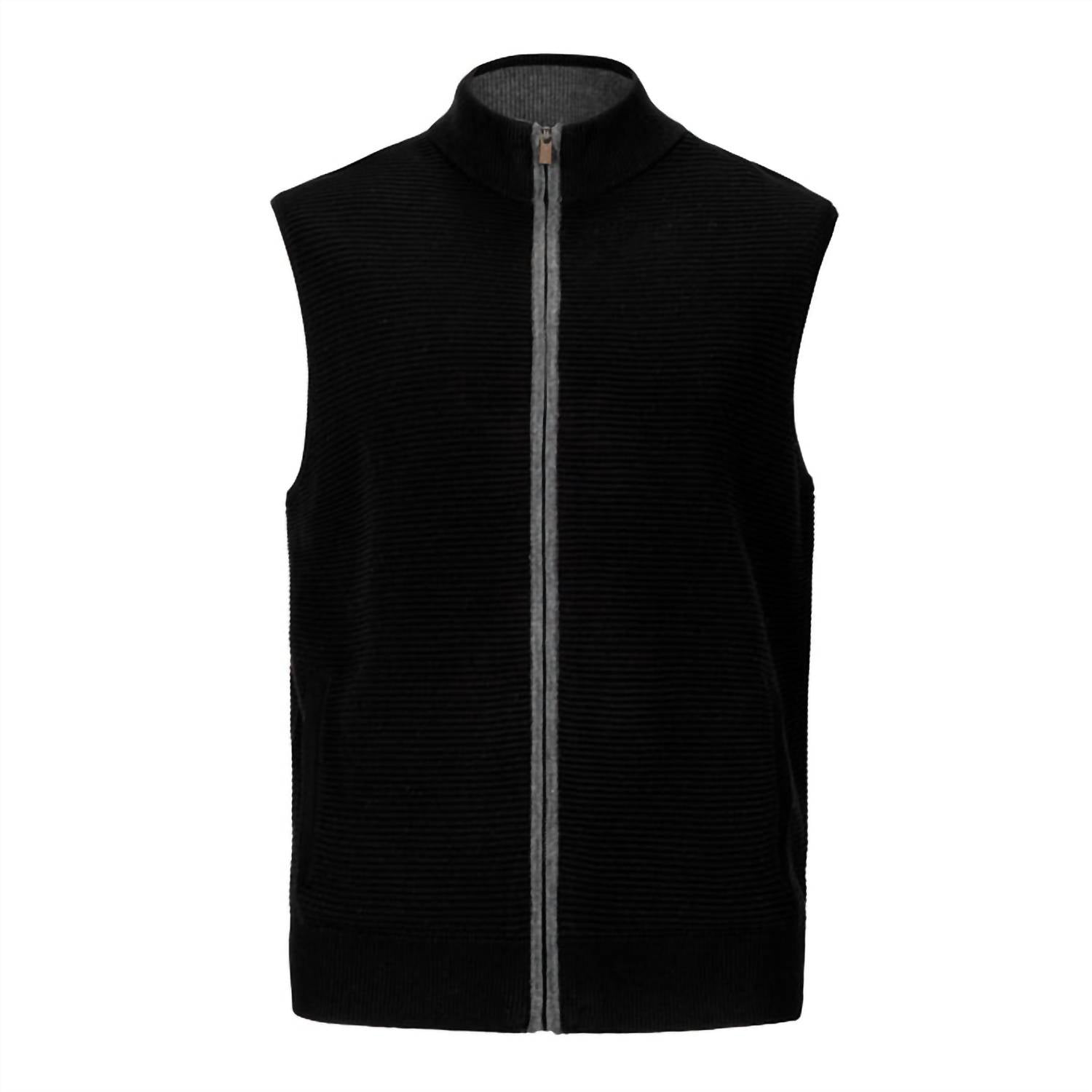 F/X Fusion Men's Solid Ottoman Full Zip Vest in black - men's item