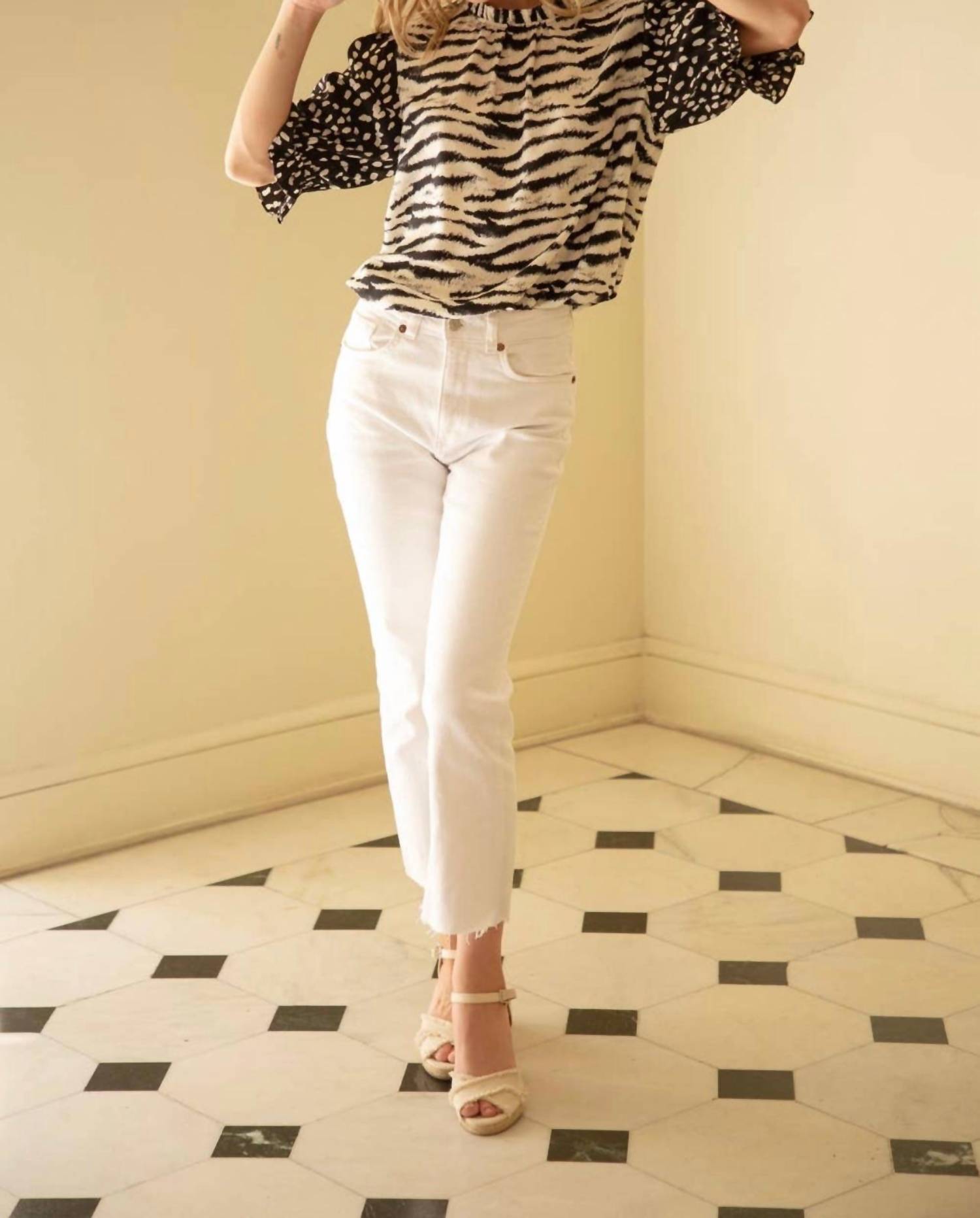 Voy - Mix Match Puff Sleeve Top