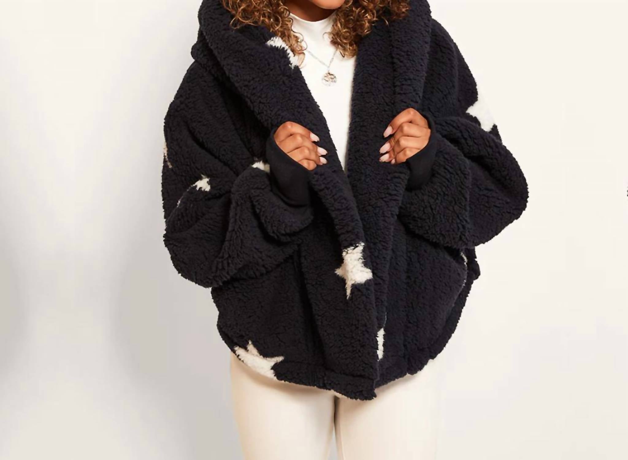Jill Martin - Classic Cropped Stars Sherpa Lounger Jacket