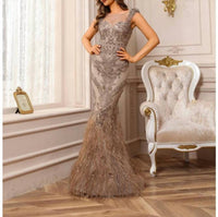 Terani Couture - Sophisticated Elegant Formal Long Evening Beaded Tulle Dress