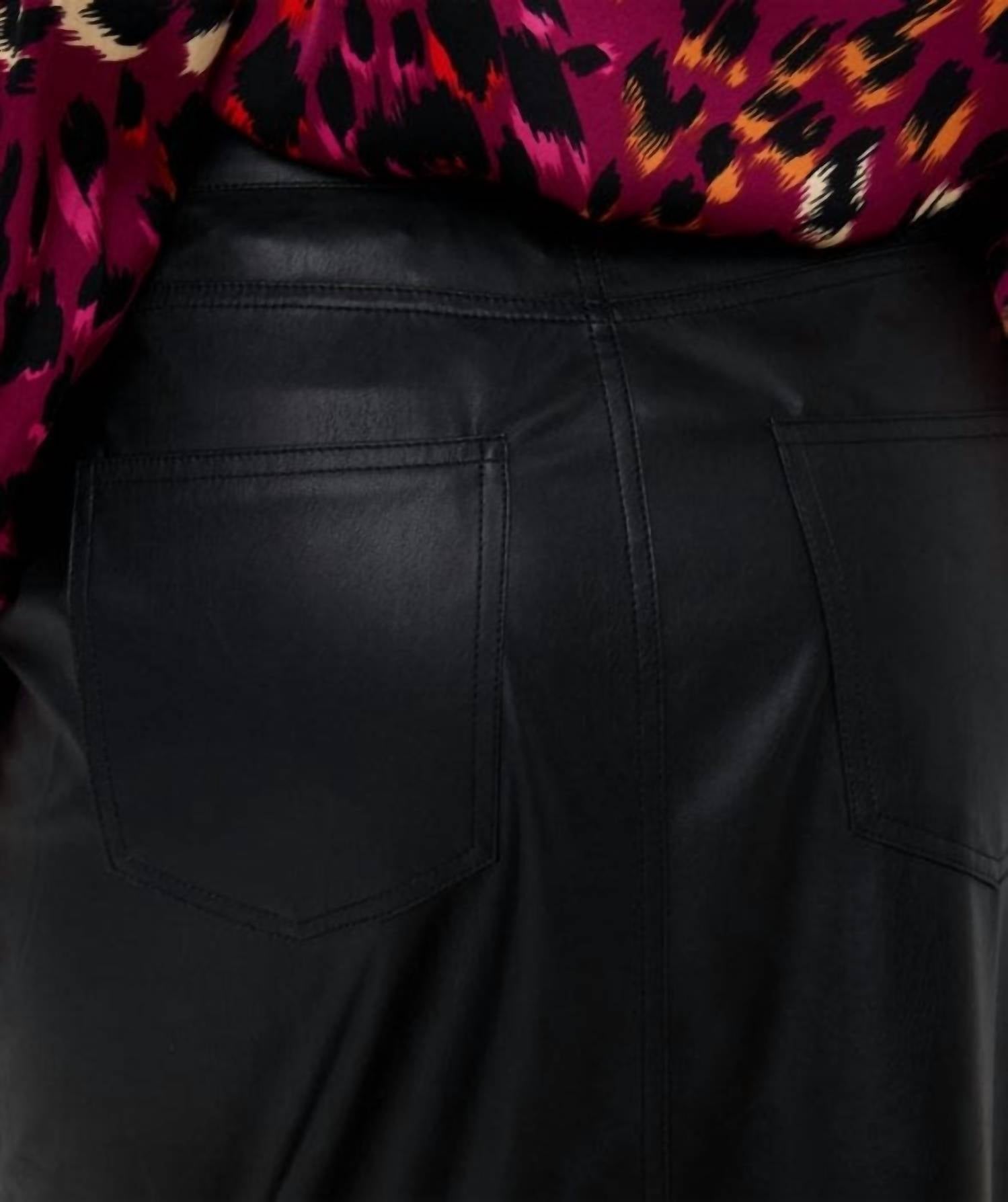Esqualo - Long Vegan Leather Skirt With Slit