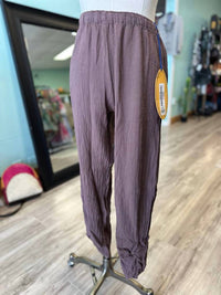 Oh My Gauze! Zoey Tapered Pant in cinnamon - women's pants - detail view