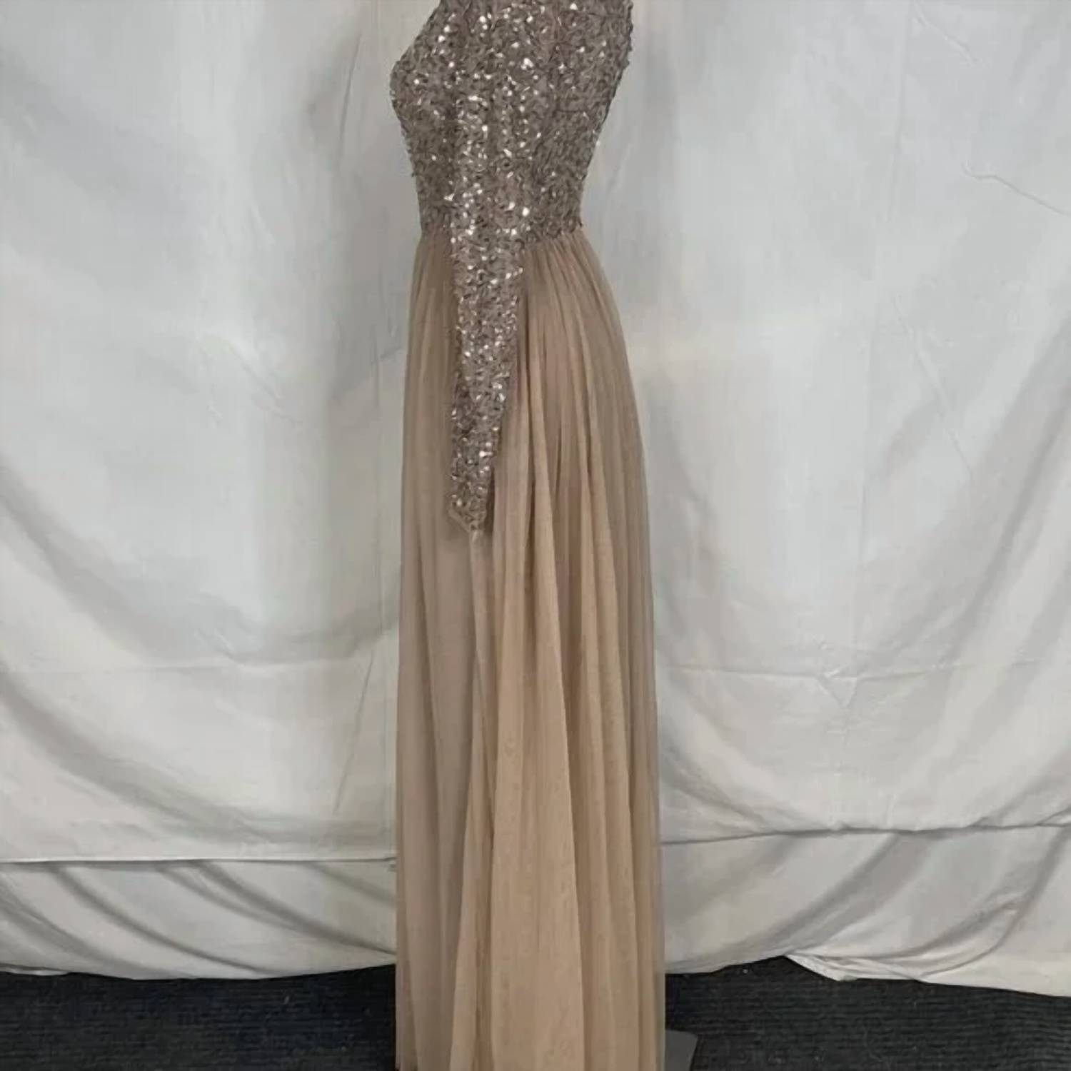 Maya Deluxe - Women’s Sequinned Long Sleeve Maxi Dress