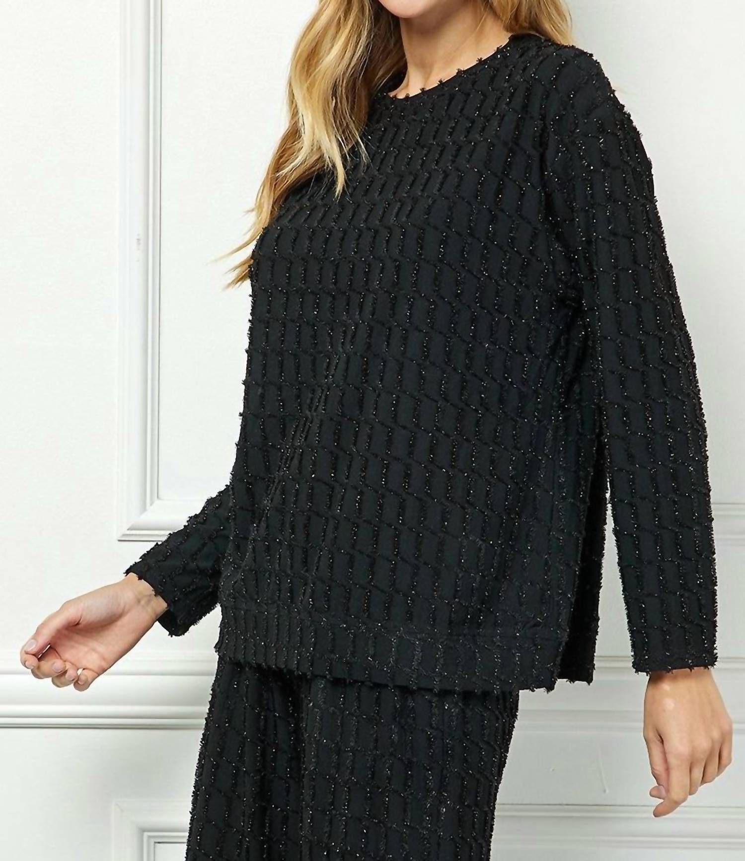 See And Be Seen - Glitter Textured Long Sleeve Top