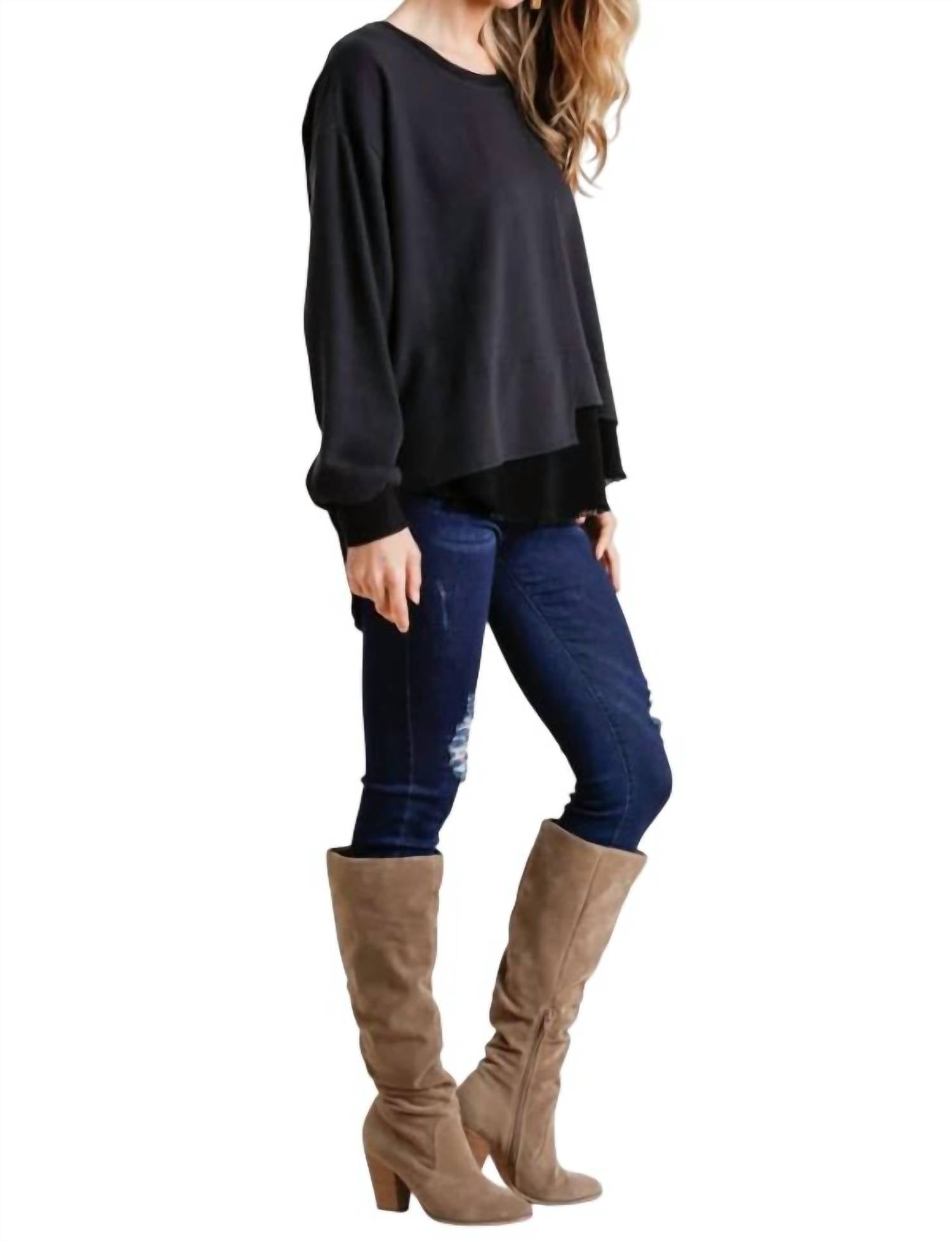 Umgee - Layered Frayed Hem Top
