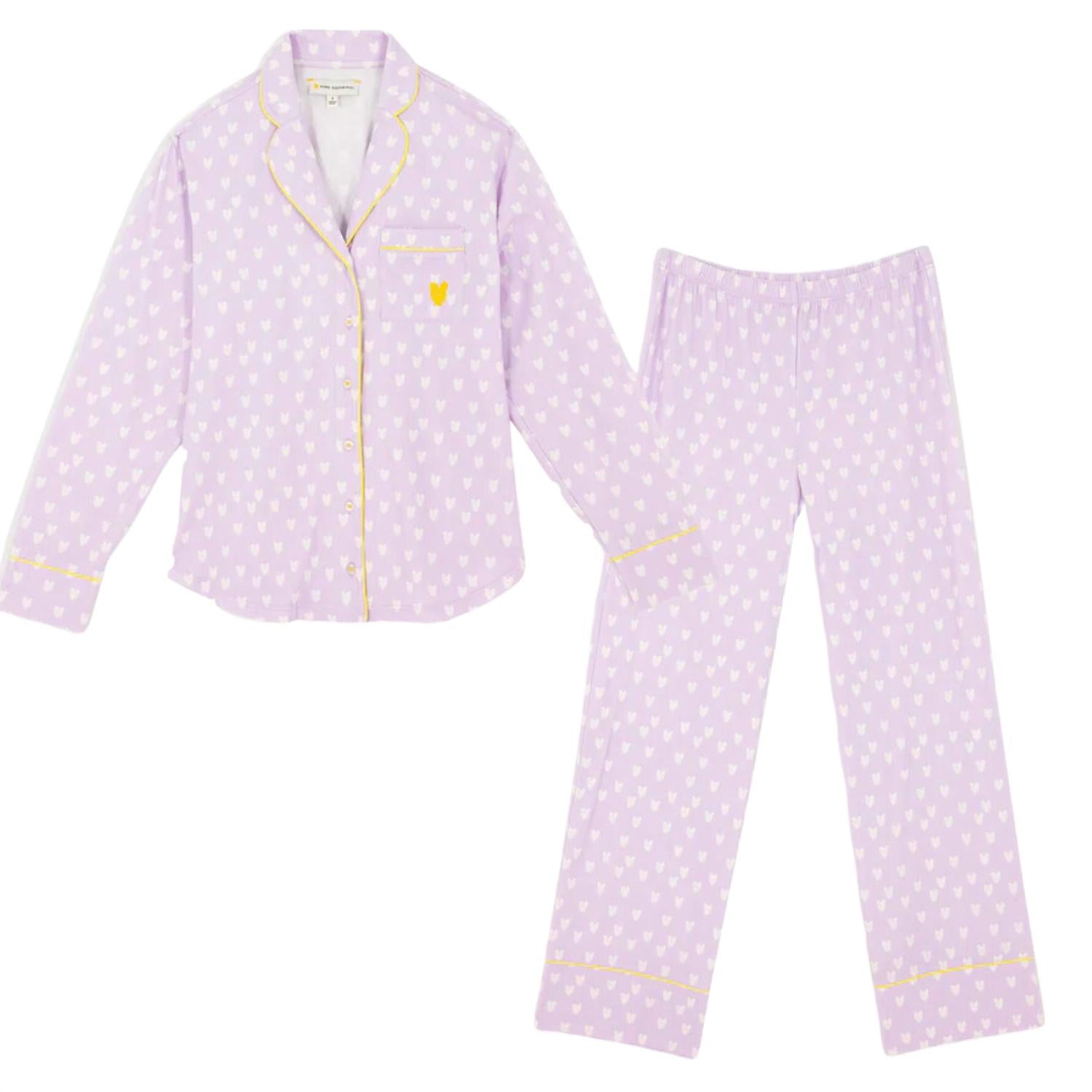 KERRI ROSENTHAL Women's Betty Pop Heart Reverse Pajama Set in lavender - women's sleepwear - alternate view