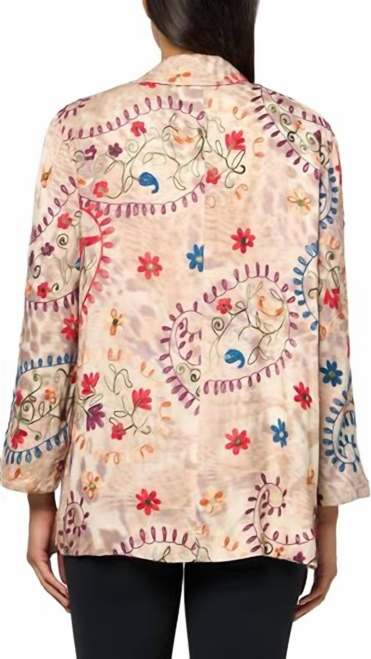 John Mark - Women's Embellished Jacket With Front Pockets