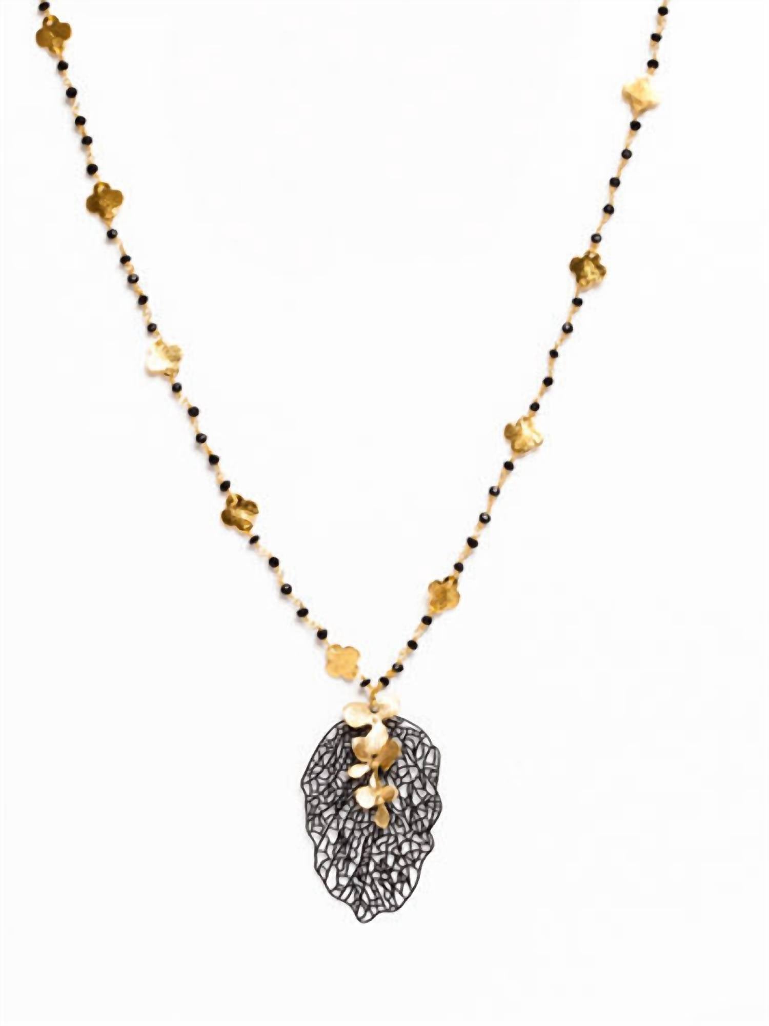 Avenue Chic - Women's Clover Orchid Necklace