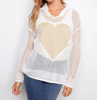 Charlie B - Fishnet Hoodie Sweater With Heart