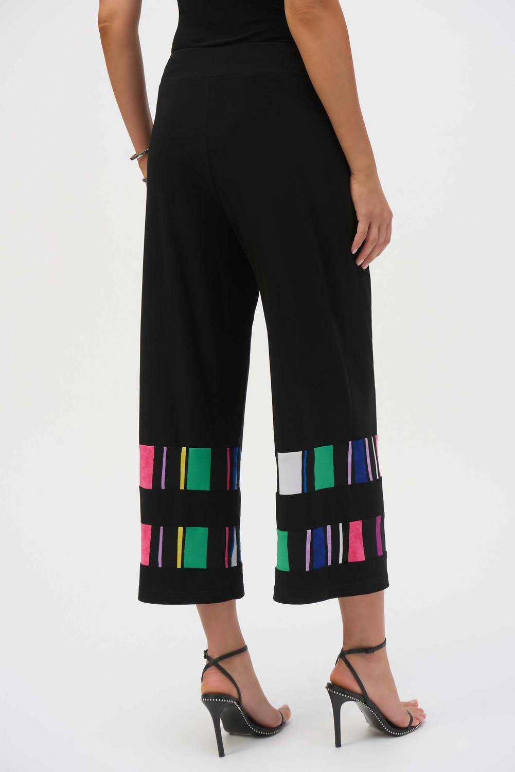 Joseph Ribkoff - Cropped Striped Wide-leg Trousers