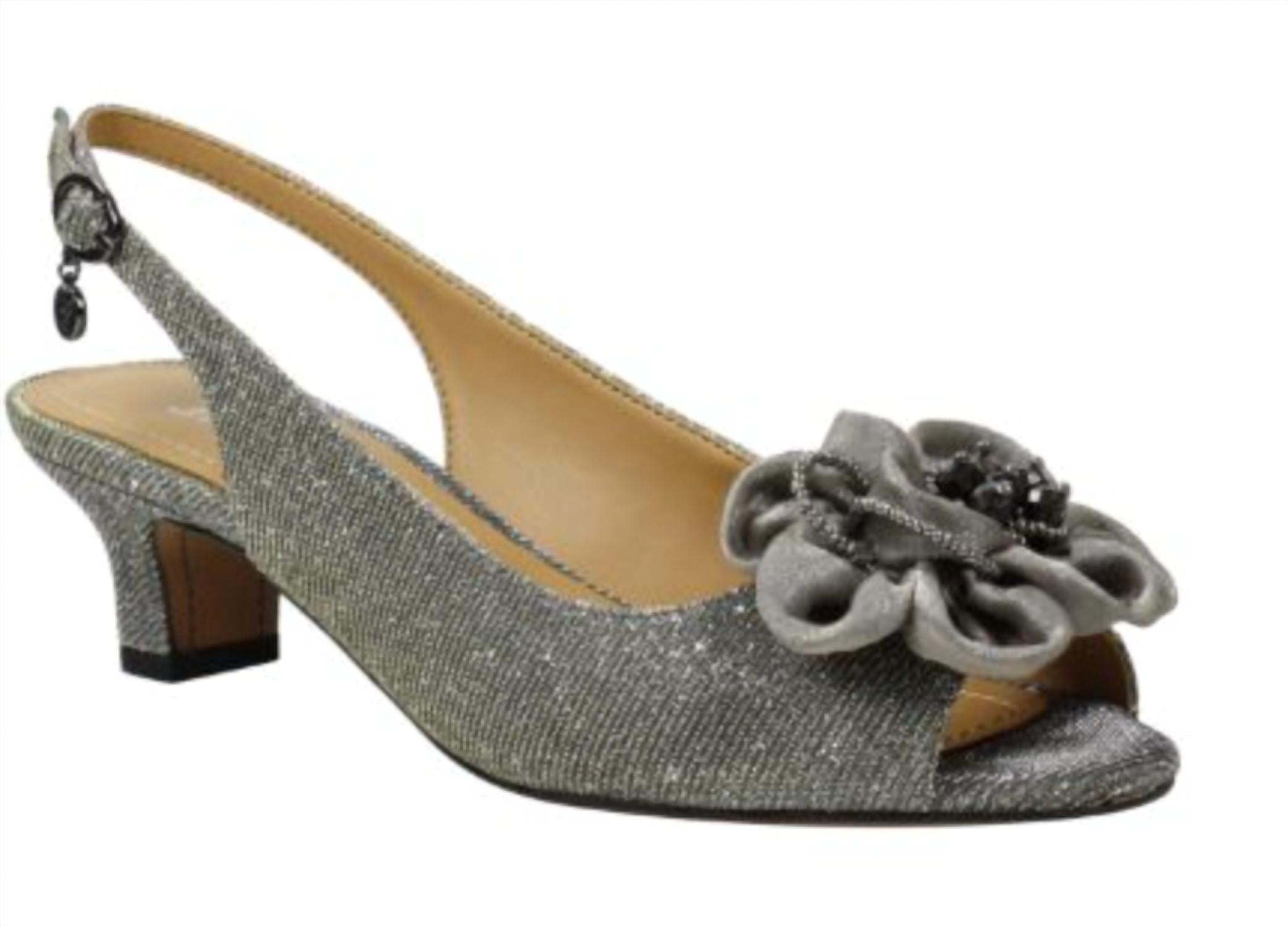 J. Renee Women's Leonelle Slingback Pumps in pewter glitter - women's heels - alternate view