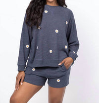 The Great. - Slouch Sweatshirt With Daisy Embroidery
