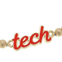 CANVAS Style Women's Texas Tech Raiders Script Stretch Bracelet in satin gold red - women's jewelry - detail view