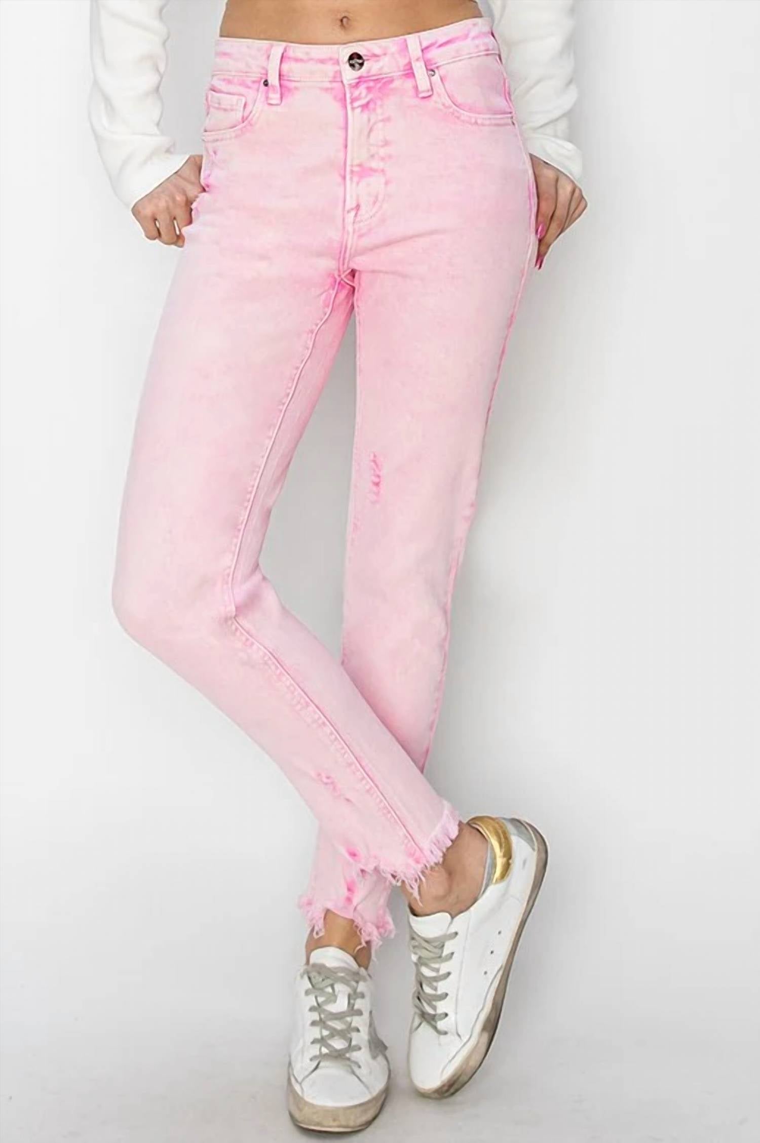 Risen - High Rise Fray Hem Ankle Skinny Jeans