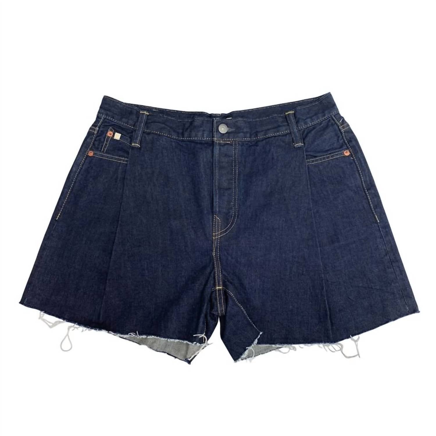 AE77 WomensCotton Rough Hem Jort Denim Jean Shorts in blue - women's shorts