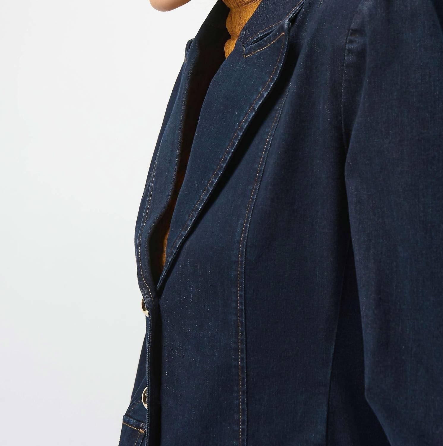 Joseph Ribkoff - September Stretch Denim Fitted Blazer With Gold Buttons