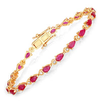 Diana M Jewels Women's Pear Natural Ruby Bracelet (5.13 Ct) - Elegant in 14k yellow gold - women's jewelry