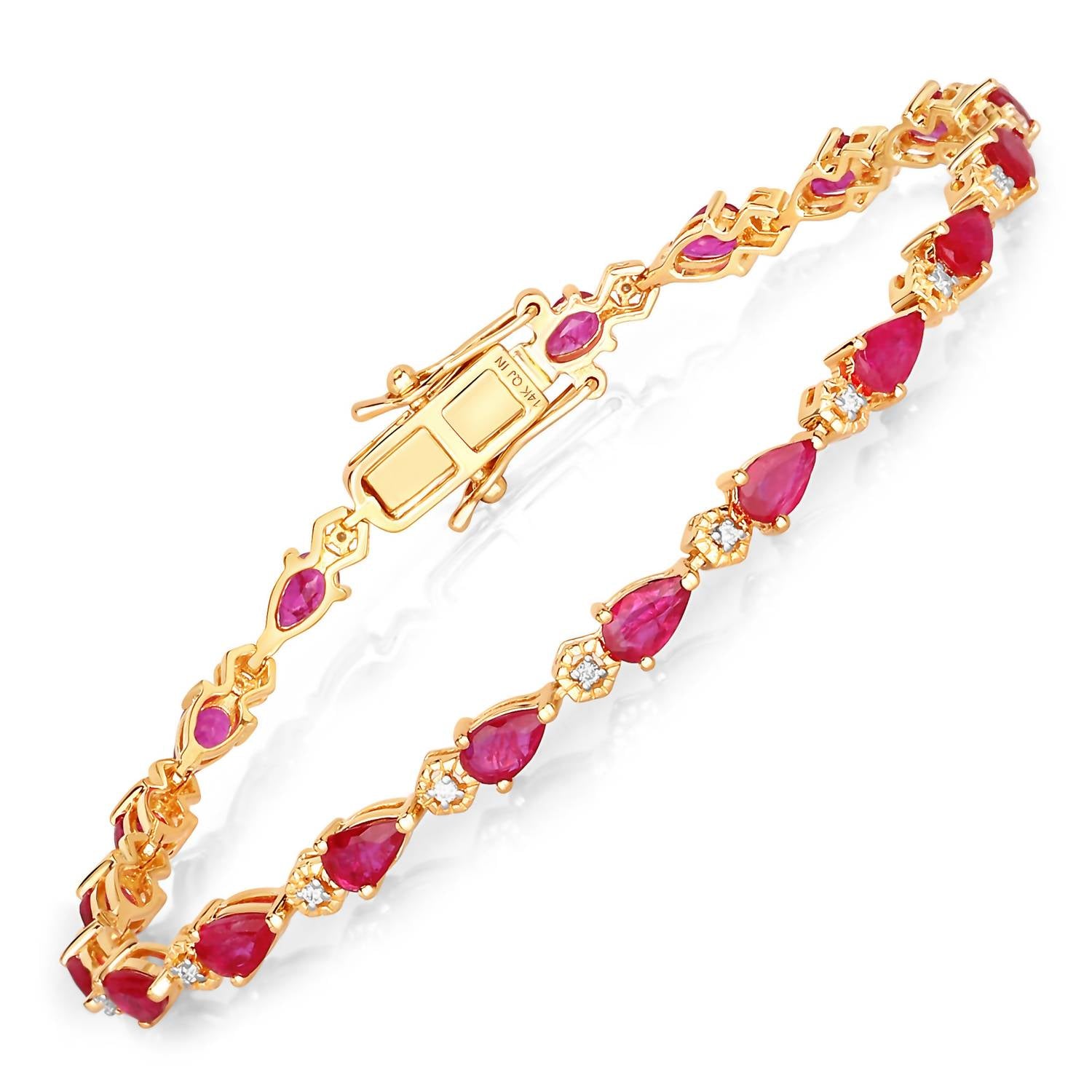 Diana M Jewels Women's Pear Natural Ruby Bracelet (5.13 Ct) - Elegant in 14k yellow gold - women's jewelry