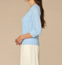 Democracy - Three Quarter Sleeve Novelty Stitch Mix Pull Over Sweater