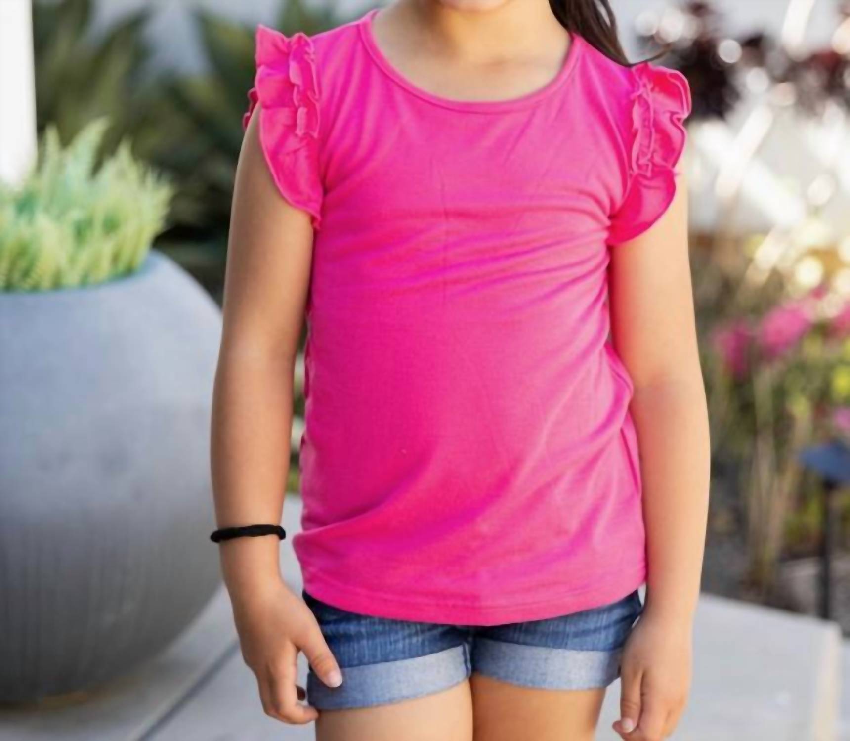 Tickled Teal - Girl's Ruffle Sleeve Blouse