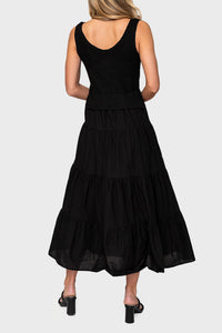 Elan - Knit Tank Mixed Media Maxi Dress