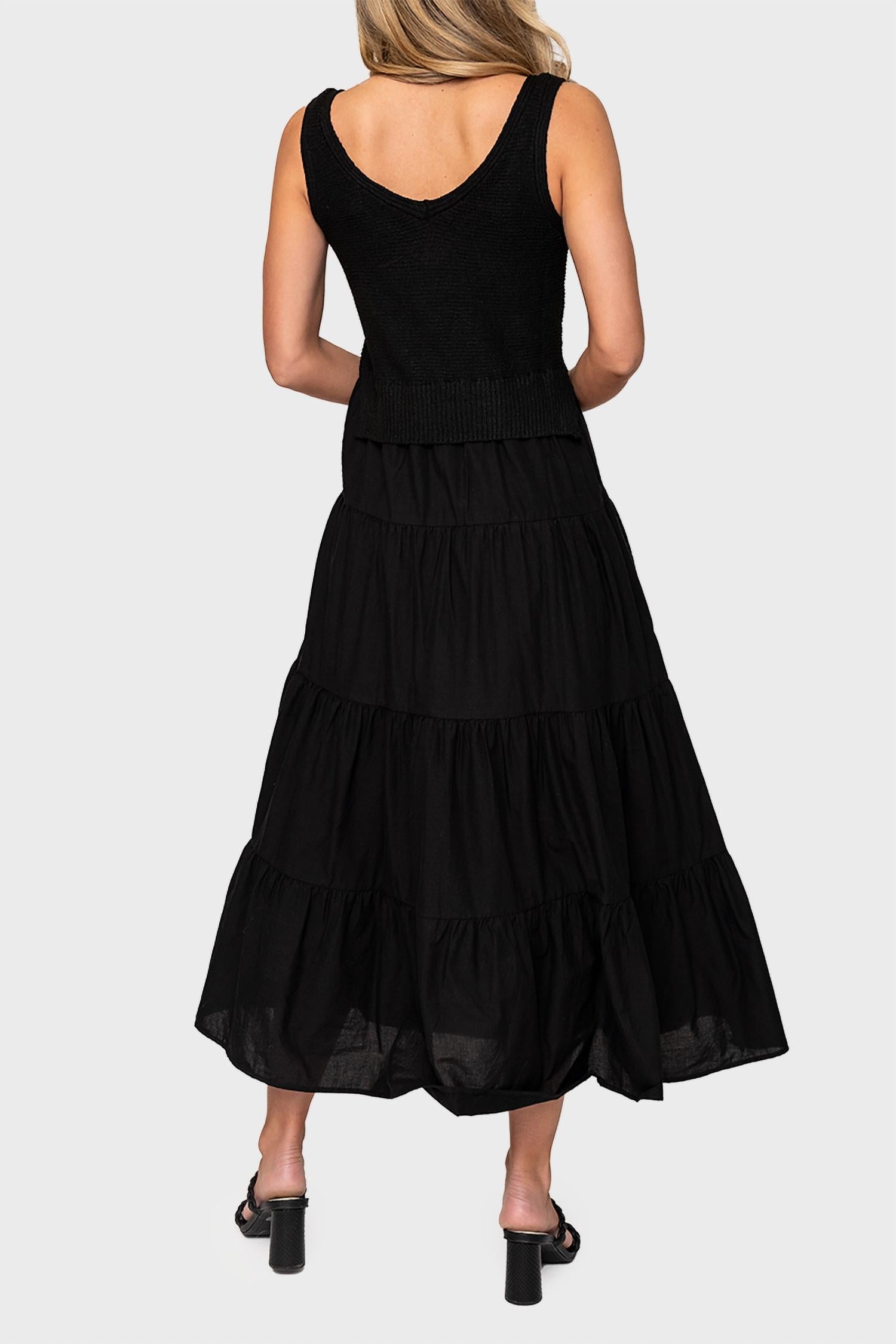 Elan - Knit Tank Mixed Media Maxi Dress