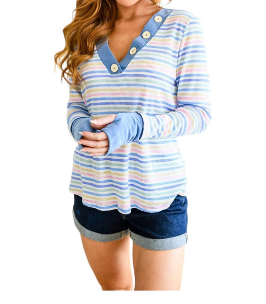 Sugarfox - Untroubled Striped Long Sleeve Top