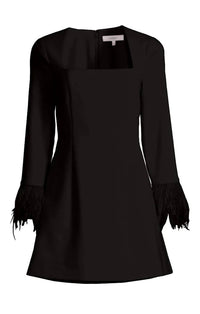 Likely - Cher Feather Trim Sleeves Mini Dress