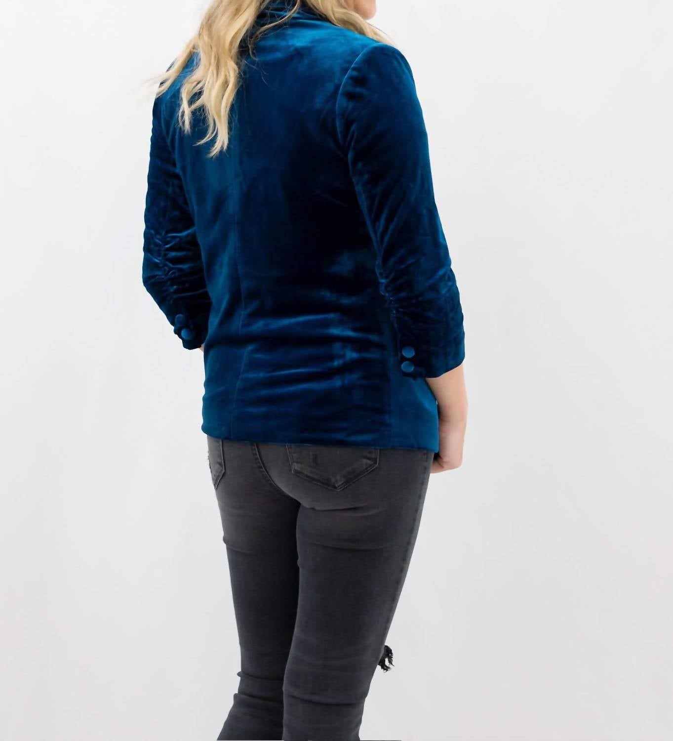 Skies Are Blue - Ruched Velvet Blazer