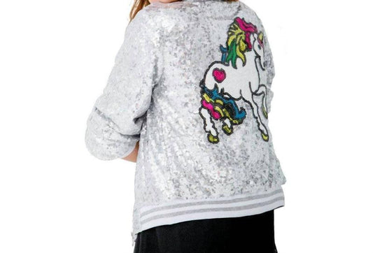 Lola + The Boys - Girl's Unicorn Sequin Bomber Jacket