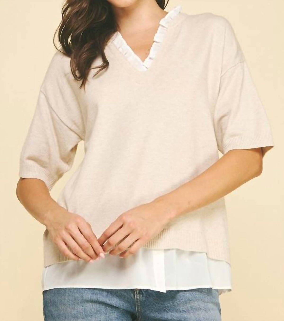 Pinch - Mixed Media Layered Knit Top