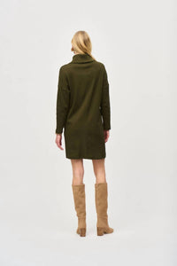Joseph Ribkoff - Zipper Collar Long Sleeves Mini Cocoon Dress